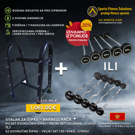 Barbel rack + PU set dvoručnih šipki ili EZ dvoručne šipke
